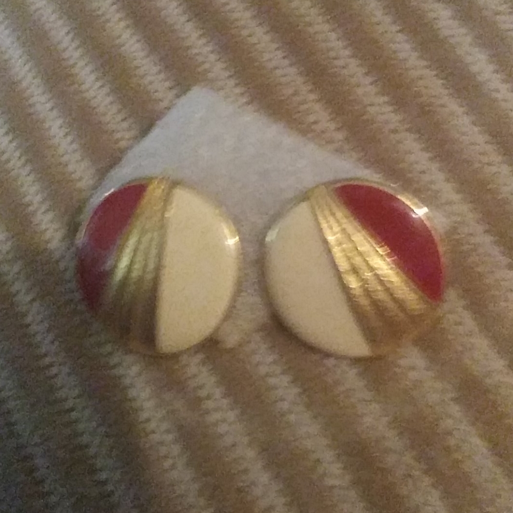Gorgeous red, ivory and gold earrings